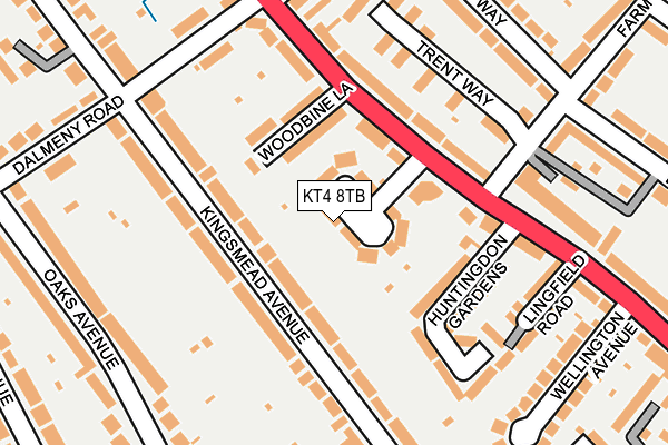 KT4 8TB map - OS OpenMap – Local (Ordnance Survey)