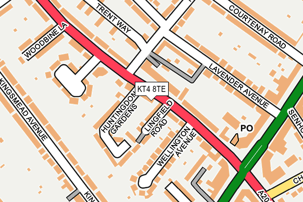 KT4 8TE map - OS OpenMap – Local (Ordnance Survey)