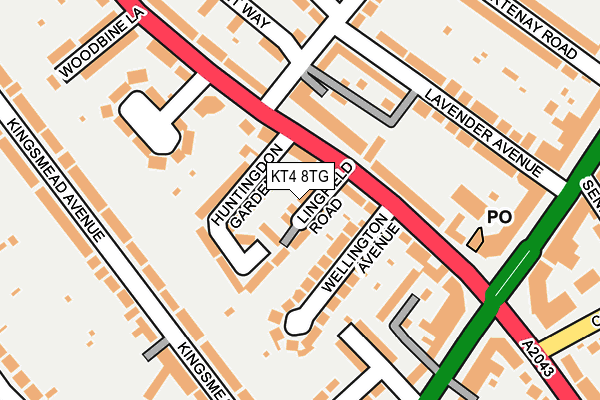 KT4 8TG map - OS OpenMap – Local (Ordnance Survey)