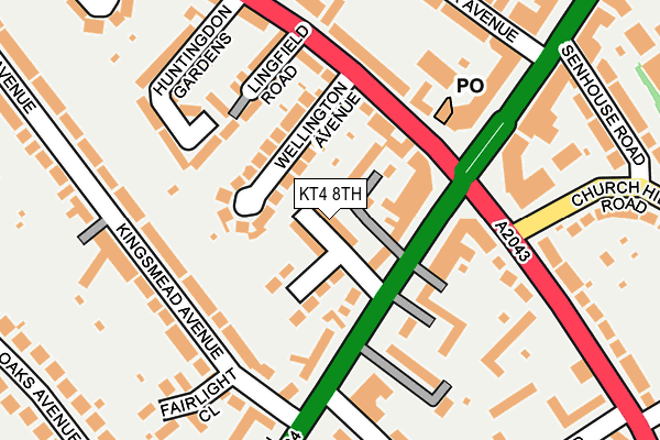 KT4 8TH map - OS OpenMap – Local (Ordnance Survey)