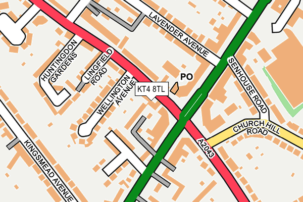 KT4 8TL map - OS OpenMap – Local (Ordnance Survey)