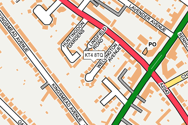 KT4 8TQ map - OS OpenMap – Local (Ordnance Survey)