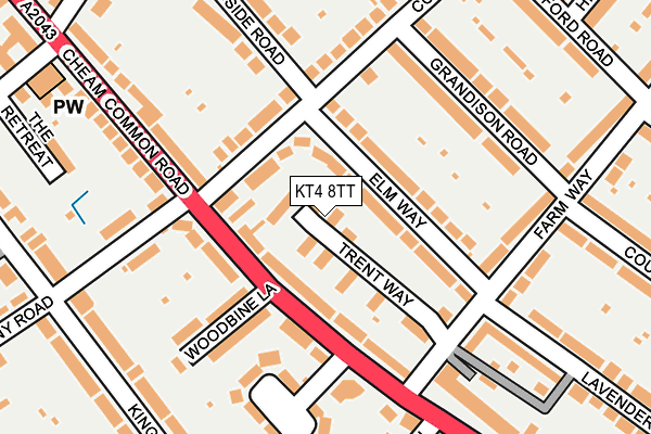 KT4 8TT map - OS OpenMap – Local (Ordnance Survey)