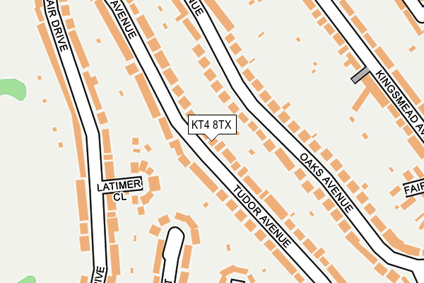 KT4 8TX map - OS OpenMap – Local (Ordnance Survey)