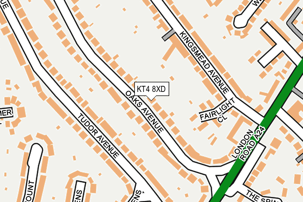 KT4 8XD map - OS OpenMap – Local (Ordnance Survey)