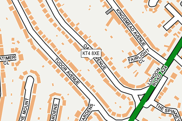 KT4 8XE map - OS OpenMap – Local (Ordnance Survey)