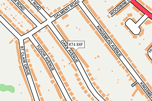 KT4 8XF map - OS OpenMap – Local (Ordnance Survey)