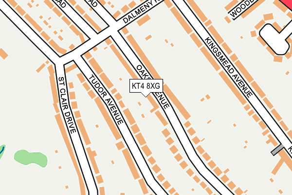 KT4 8XG map - OS OpenMap – Local (Ordnance Survey)