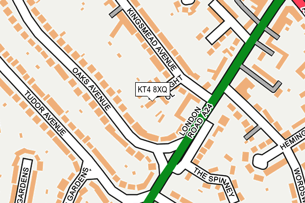 KT4 8XQ map - OS OpenMap – Local (Ordnance Survey)