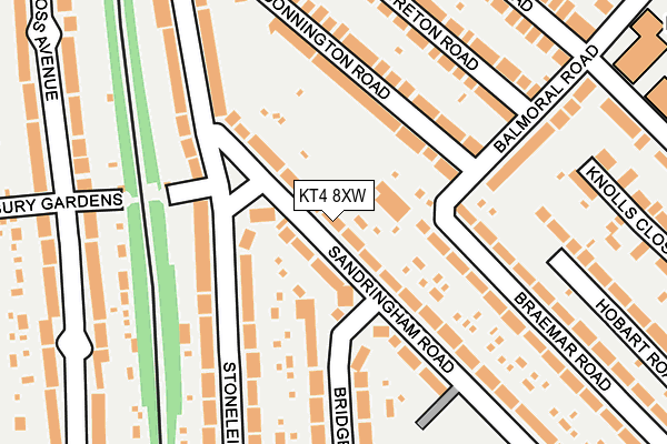 KT4 8XW map - OS OpenMap – Local (Ordnance Survey)