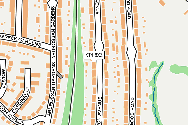 KT4 8XZ map - OS OpenMap – Local (Ordnance Survey)