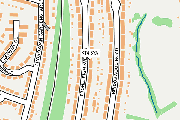 KT4 8YA map - OS OpenMap – Local (Ordnance Survey)