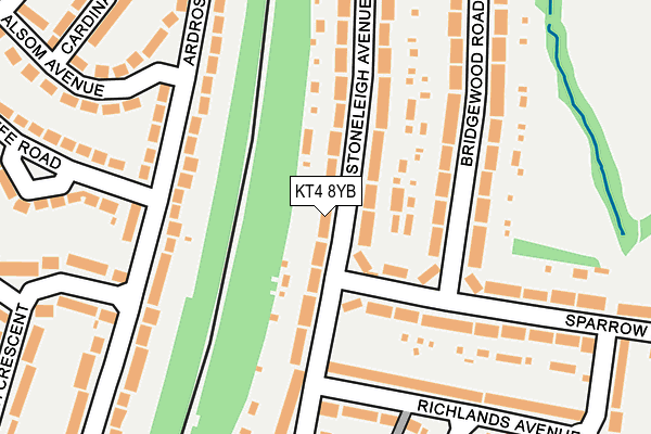 KT4 8YB map - OS OpenMap – Local (Ordnance Survey)