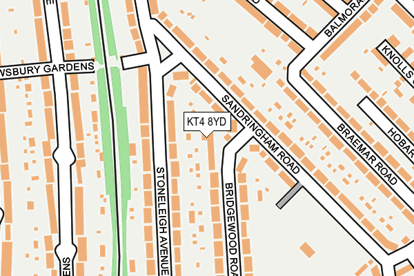 KT4 8YD map - OS OpenMap – Local (Ordnance Survey)