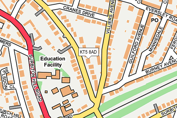 KT5 8AD map - OS OpenMap – Local (Ordnance Survey)