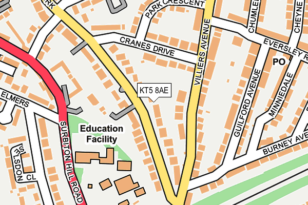 KT5 8AE map - OS OpenMap – Local (Ordnance Survey)
