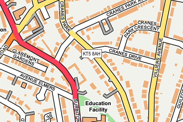KT5 8AH map - OS OpenMap – Local (Ordnance Survey)