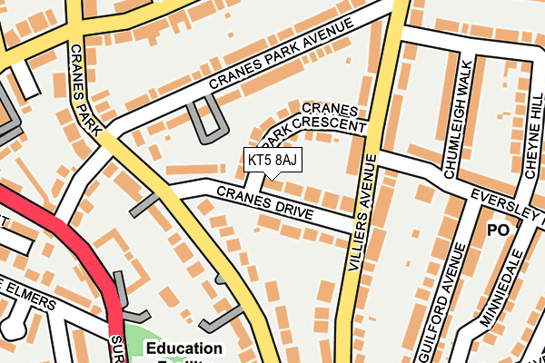 KT5 8AJ map - OS OpenMap – Local (Ordnance Survey)