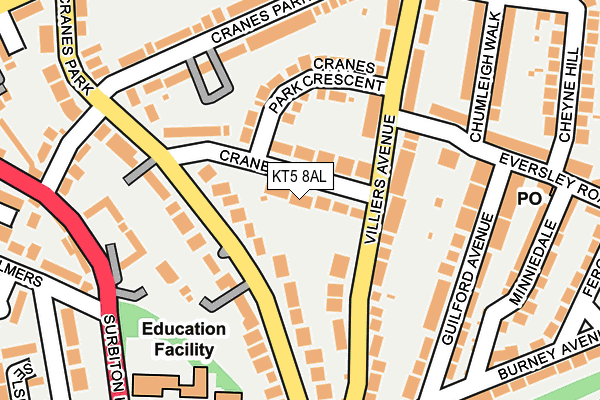 KT5 8AL map - OS OpenMap – Local (Ordnance Survey)