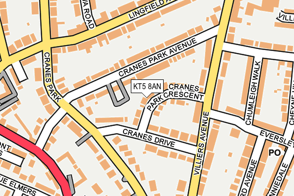 KT5 8AN map - OS OpenMap – Local (Ordnance Survey)