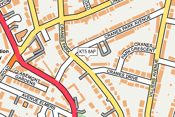 KT5 8AP map - OS OpenMap – Local (Ordnance Survey)