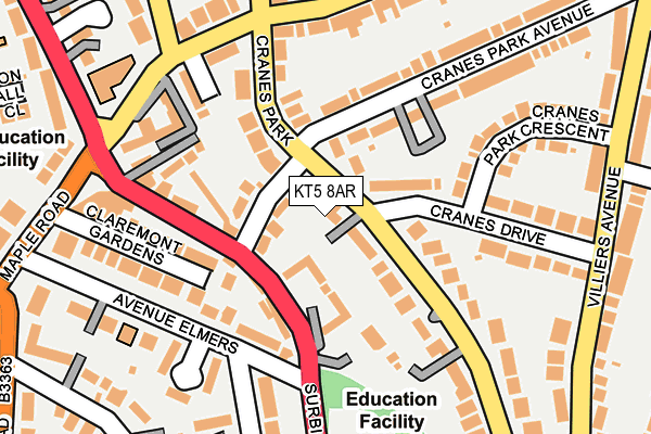 KT5 8AR map - OS OpenMap – Local (Ordnance Survey)