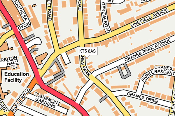 KT5 8AS map - OS OpenMap – Local (Ordnance Survey)