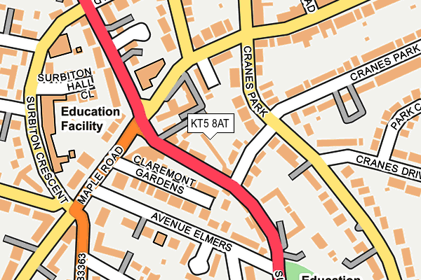 KT5 8AT map - OS OpenMap – Local (Ordnance Survey)