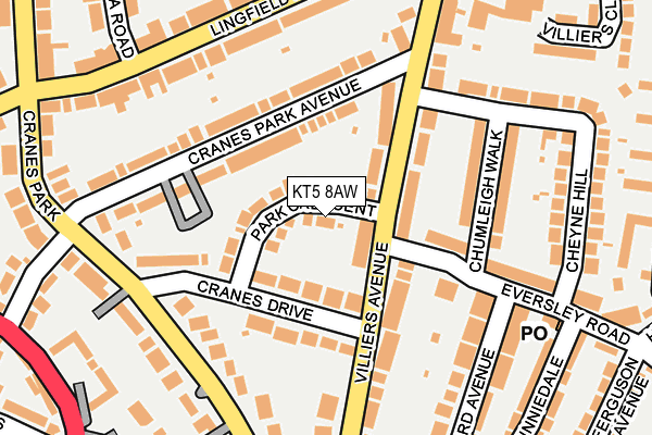 KT5 8AW map - OS OpenMap – Local (Ordnance Survey)