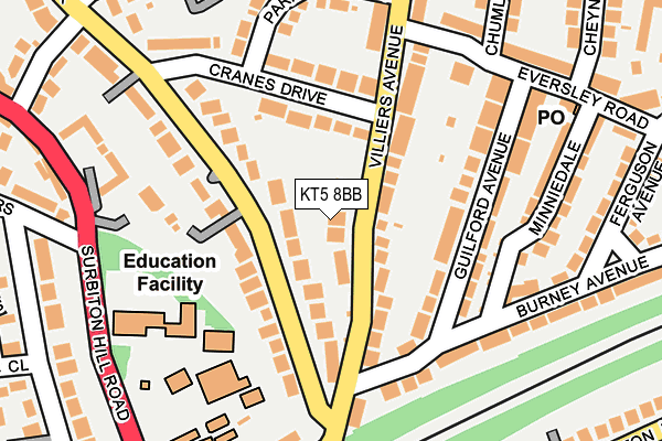 KT5 8BB map - OS OpenMap – Local (Ordnance Survey)