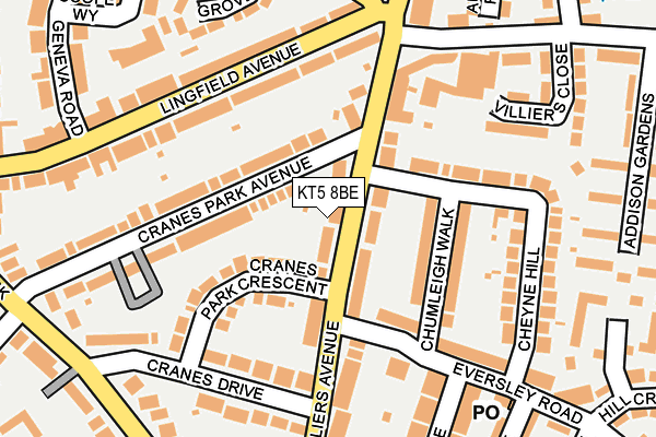 KT5 8BE map - OS OpenMap – Local (Ordnance Survey)