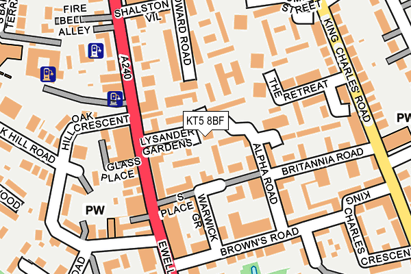 KT5 8BF map - OS OpenMap – Local (Ordnance Survey)