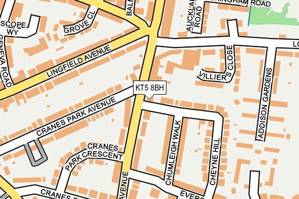 KT5 8BH map - OS OpenMap – Local (Ordnance Survey)