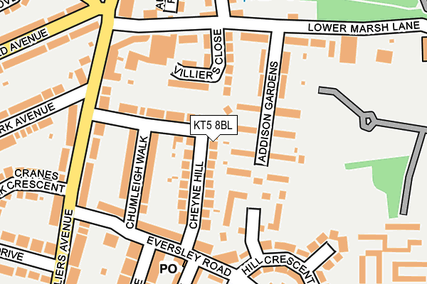 KT5 8BL map - OS OpenMap – Local (Ordnance Survey)