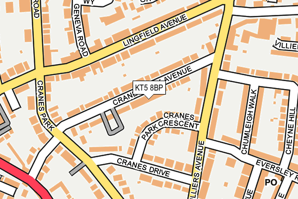 KT5 8BP map - OS OpenMap – Local (Ordnance Survey)