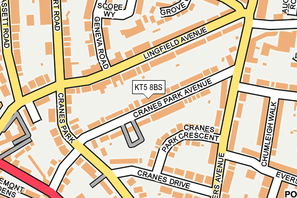 KT5 8BS map - OS OpenMap – Local (Ordnance Survey)