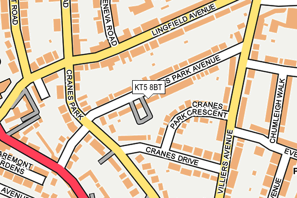 KT5 8BT map - OS OpenMap – Local (Ordnance Survey)