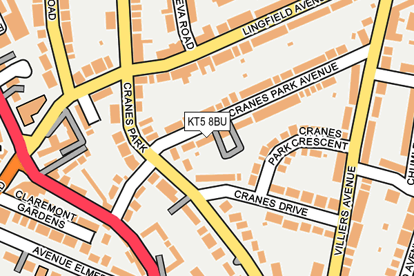 KT5 8BU map - OS OpenMap – Local (Ordnance Survey)