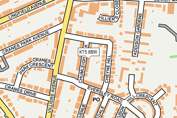 KT5 8BW map - OS OpenMap – Local (Ordnance Survey)