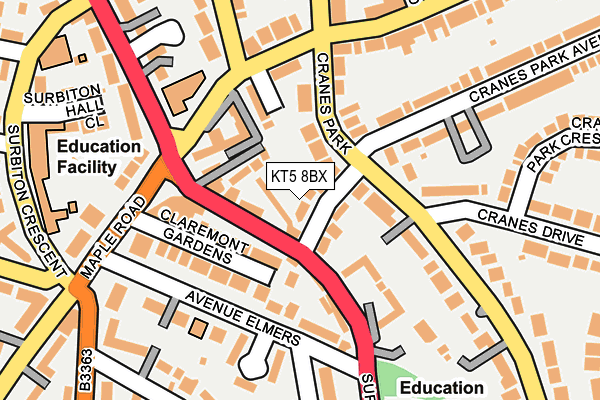KT5 8BX map - OS OpenMap – Local (Ordnance Survey)
