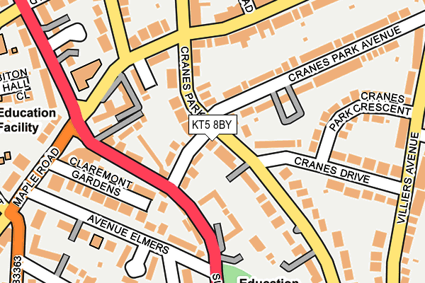 KT5 8BY map - OS OpenMap – Local (Ordnance Survey)