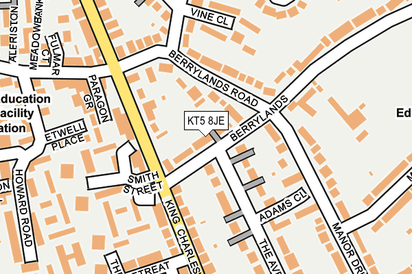 KT5 8JE map - OS OpenMap – Local (Ordnance Survey)