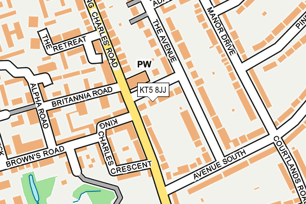 KT5 8JJ map - OS OpenMap – Local (Ordnance Survey)