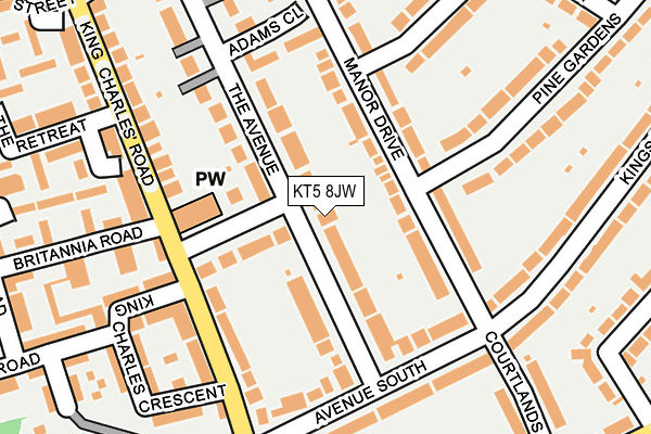KT5 8JW map - OS OpenMap – Local (Ordnance Survey)