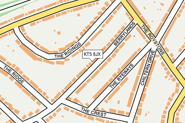 KT5 8JX map - OS OpenMap – Local (Ordnance Survey)