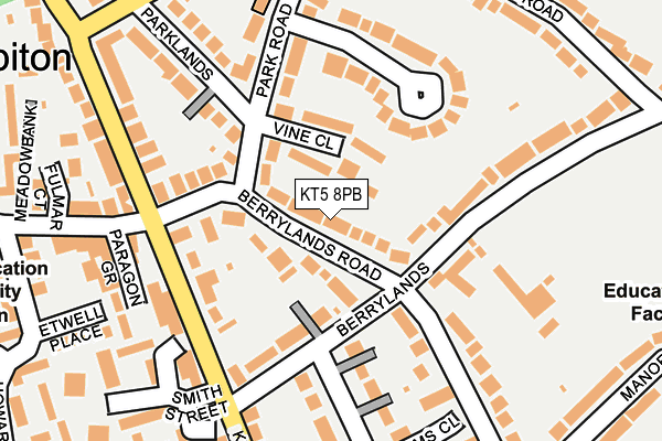 KT5 8PB map - OS OpenMap – Local (Ordnance Survey)