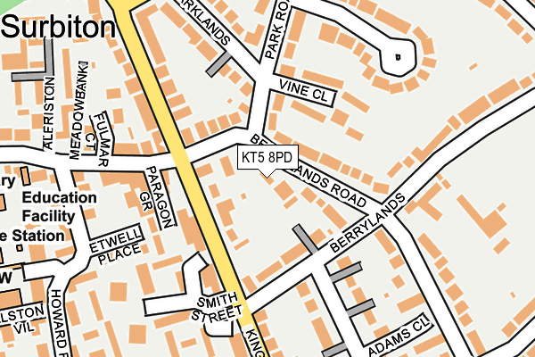 KT5 8PD map - OS OpenMap – Local (Ordnance Survey)