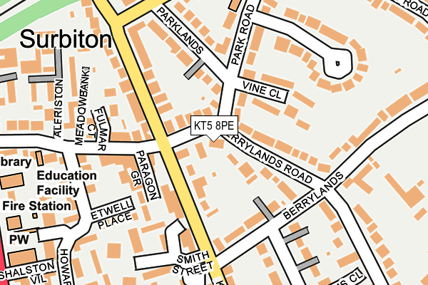KT5 8PE map - OS OpenMap – Local (Ordnance Survey)