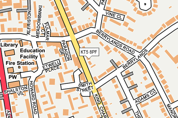 KT5 8PF map - OS OpenMap – Local (Ordnance Survey)