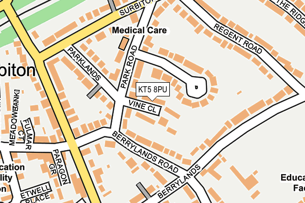 KT5 8PU map - OS OpenMap – Local (Ordnance Survey)
